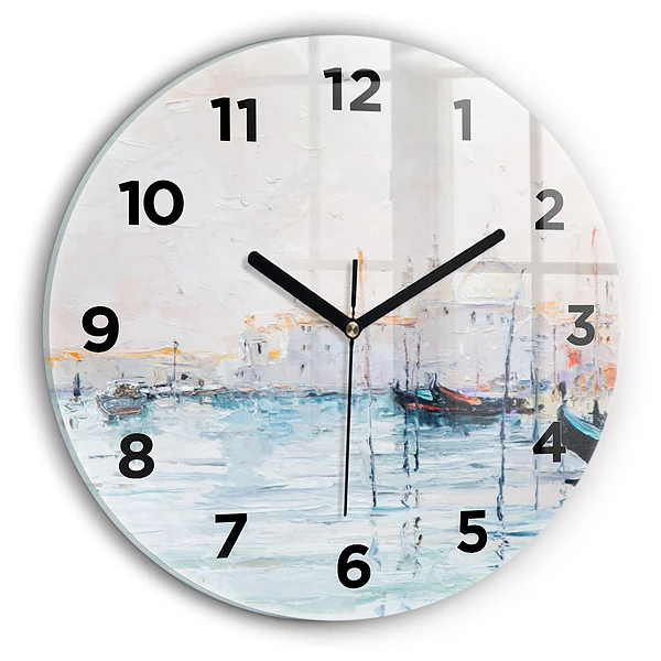 Wanduhr rund Ölgemälde Jacht Meer