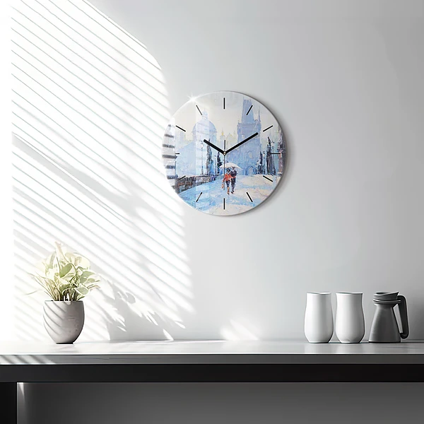 Wanduhr glas rund Ölgemälde