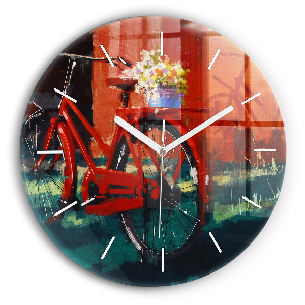 Wanduhr rund Gemaltes Fahrrad