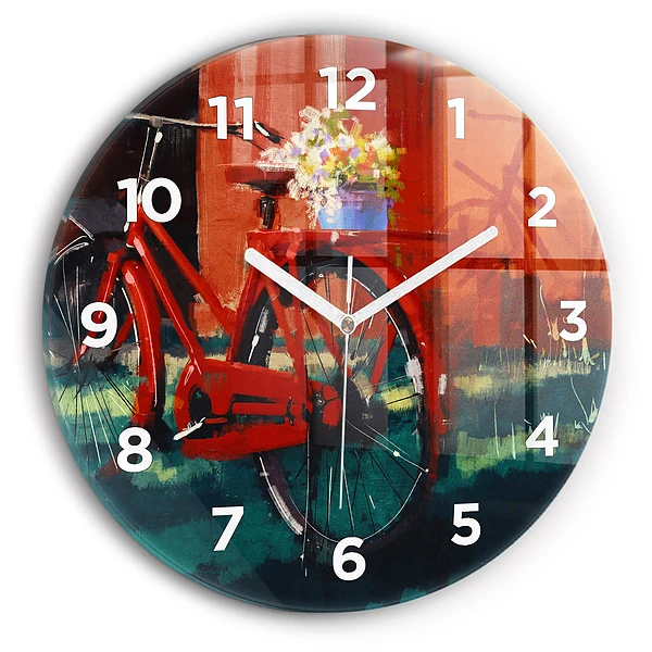 Wanduhr rund Gemaltes Fahrrad