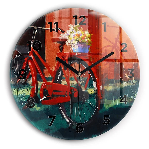 Wanduhr rund Gemaltes Fahrrad
