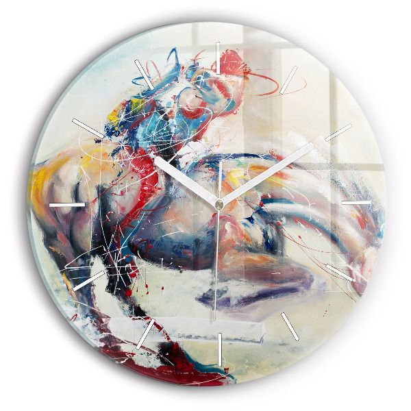 Wanduhr rund Illustration Galoppierende Pferde