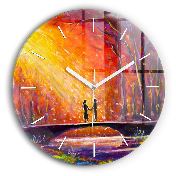 Wanduhr rund mit motiv Pärchen im Wald