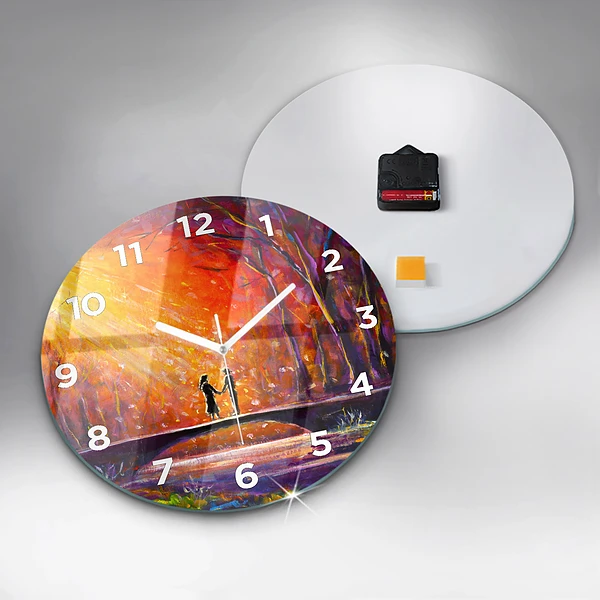 Wanduhr rund mit motiv Pärchen im Wald