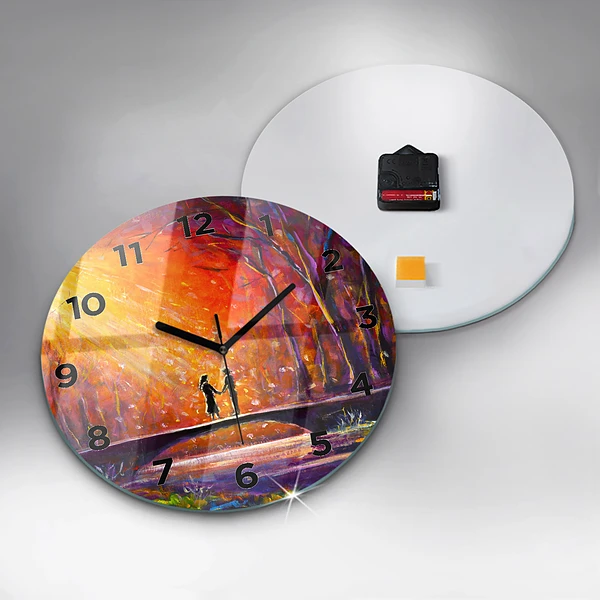 Wanduhr rund mit motiv Pärchen im Wald