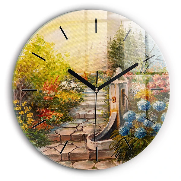 Wanduhr rund mit motiv Ölkomposition in einem Wald