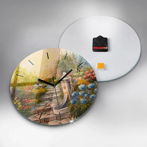 Wanduhr rund mit motiv Ölkomposition in einem Wald