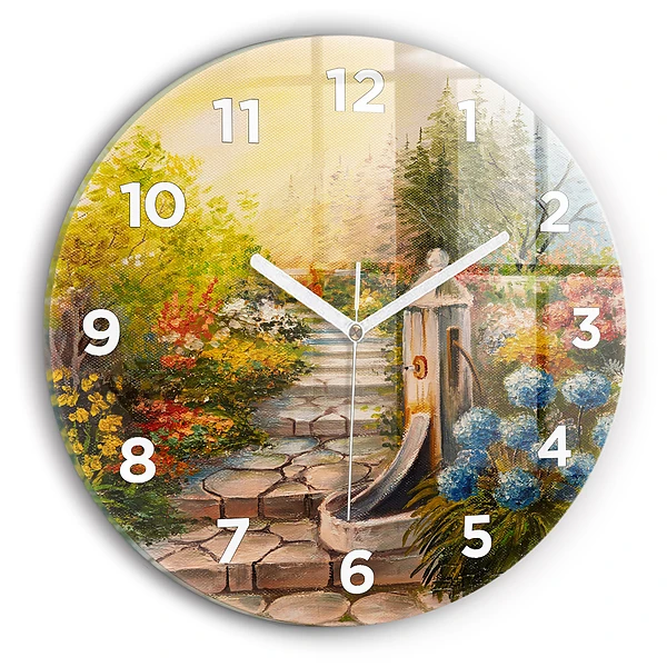 Wanduhr rund mit motiv Ölkomposition in einem Wald