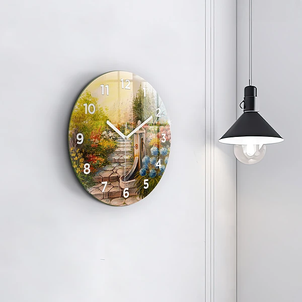 Wanduhr rund mit motiv Ölkomposition in einem Wald