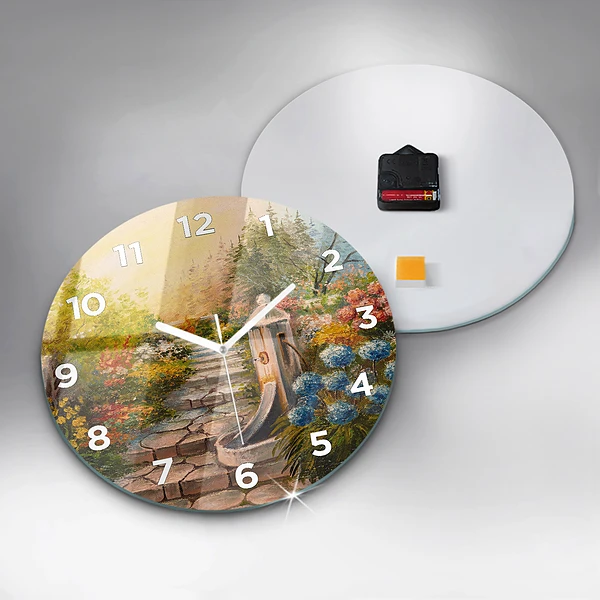 Wanduhr rund mit motiv Ölkomposition in einem Wald