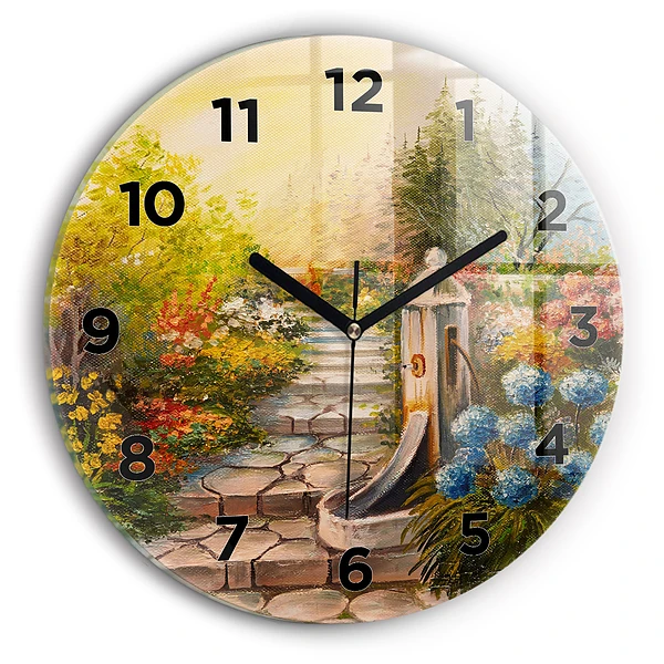 Wanduhr rund mit motiv Ölkomposition in einem Wald