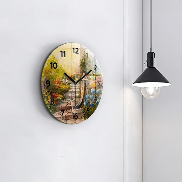 Wanduhr rund mit motiv Ölkomposition in einem Wald