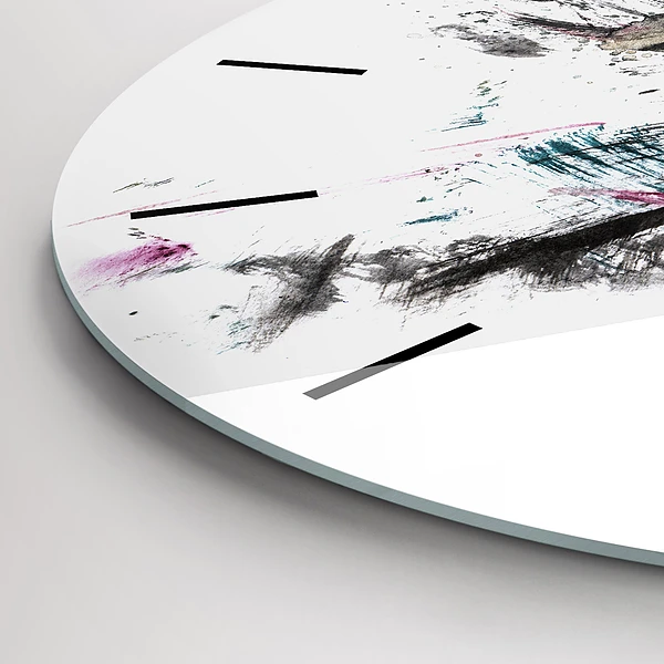 Wanduhr glas rund Profil eines gemalten Wolfes
