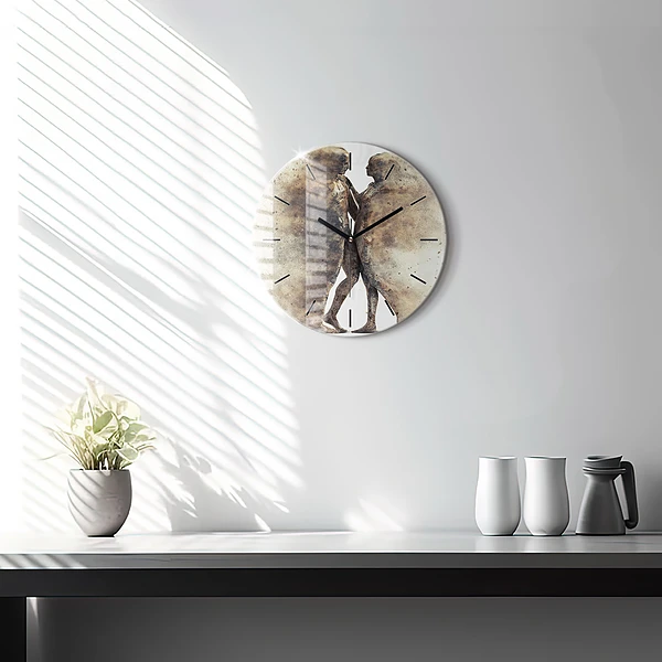 Wanduhr glas rund Abstraktion Menschen Sand