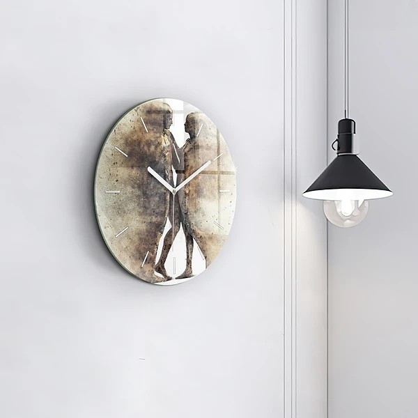 Wanduhr glas rund Abstraktion Menschen Sand