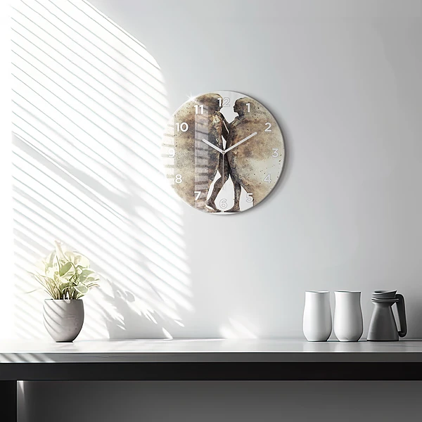Wanduhr glas rund Abstraktion Menschen Sand