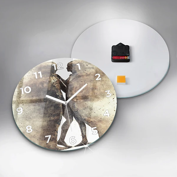 Wanduhr glas rund Abstraktion Menschen Sand