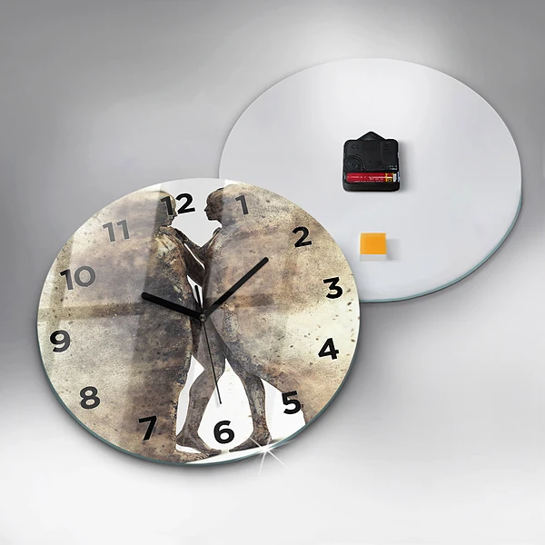 Wanduhr glas rund Abstraktion Menschen Sand