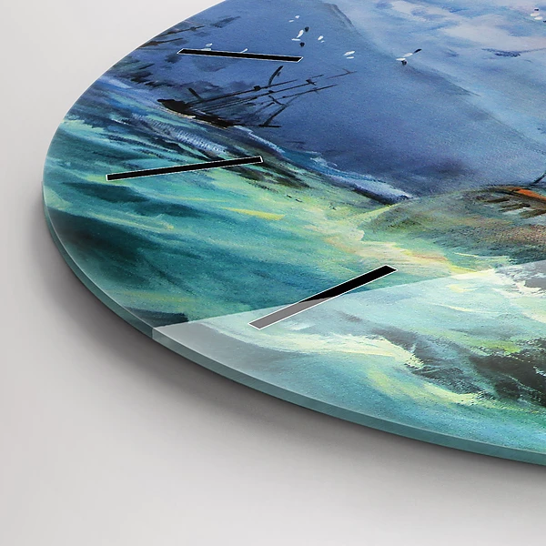 Wanduhr rund Schiff auf dem Wasser