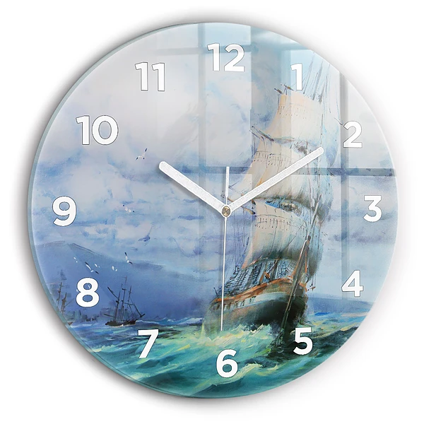 Wanduhr rund Schiff auf dem Wasser