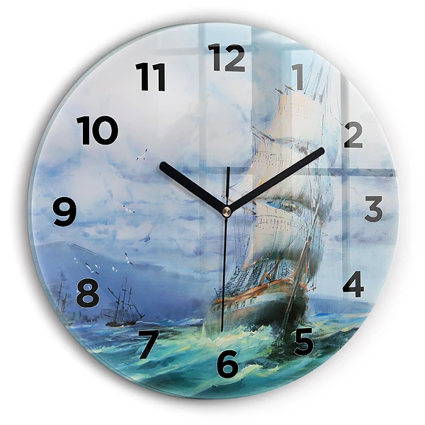 Wanduhr rund Schiff auf dem Wasser