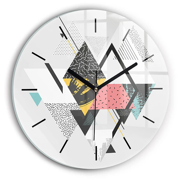 Wanduhr glas rund Geometrisches Muster