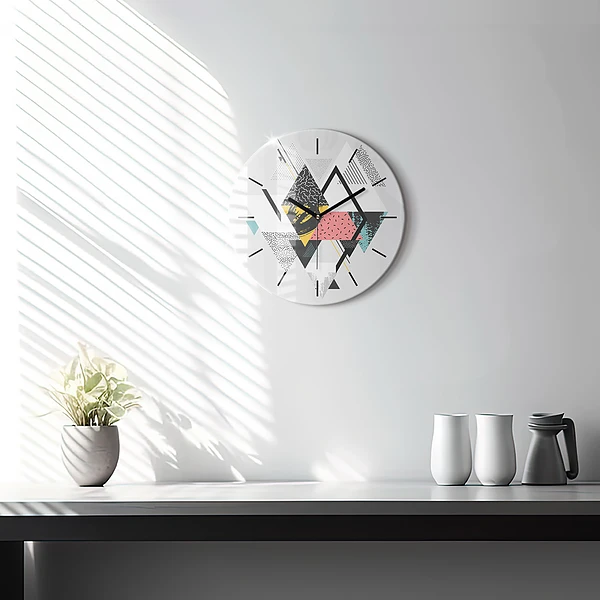 Wanduhr glas rund Geometrisches Muster