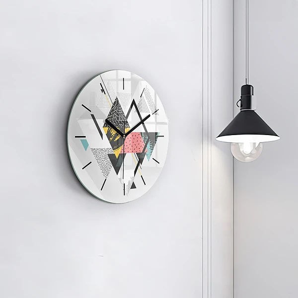 Wanduhr glas rund Geometrisches Muster