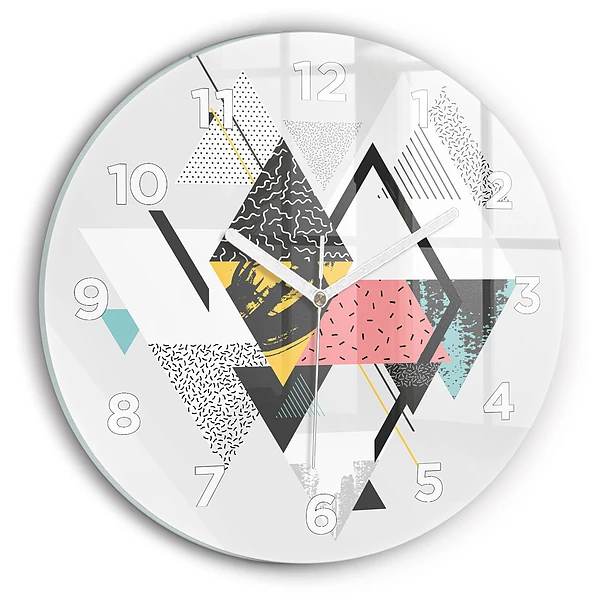 Wanduhr glas rund Geometrisches Muster