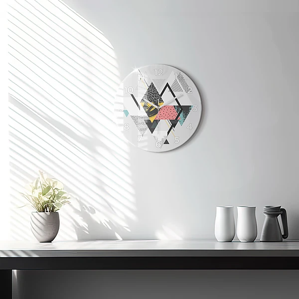 Wanduhr glas rund Geometrisches Muster