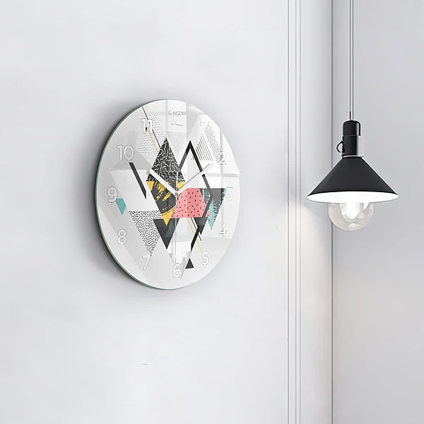 Wanduhr glas rund Geometrisches Muster