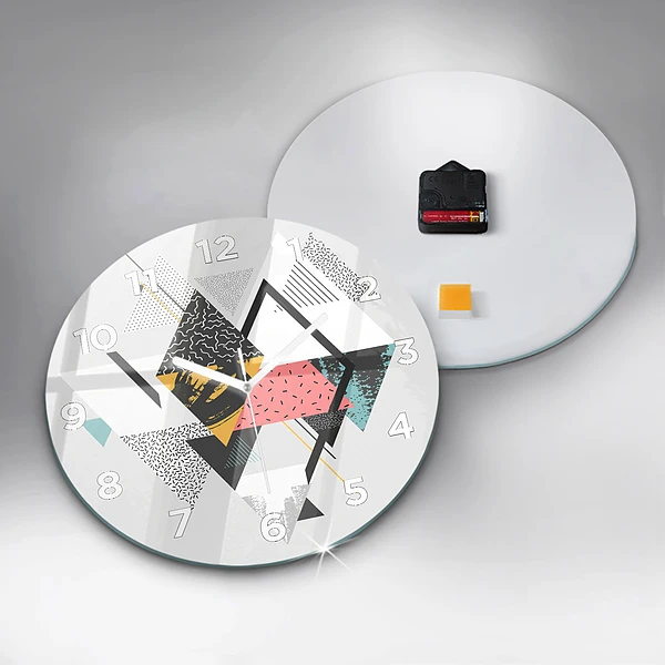 Wanduhr glas rund Geometrisches Muster