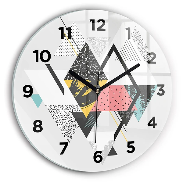 Wanduhr glas rund Geometrisches Muster