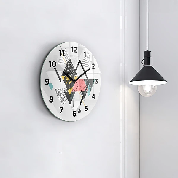 Wanduhr glas rund Geometrisches Muster