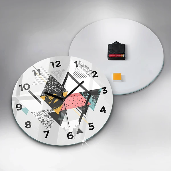 Wanduhr glas rund Geometrisches Muster