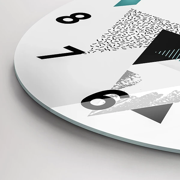 Wanduhr glas rund Geometrisches Muster