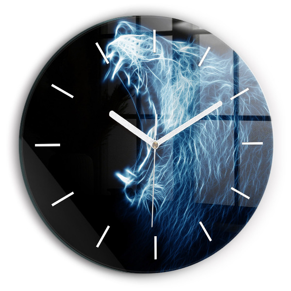 Wanduhr glas rund Körpersprache eines wilden Löwen