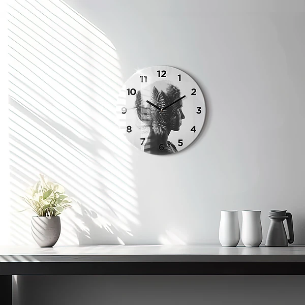 Wanduhr rund mit motiv Menschliche Empfindsamkeit des Denkens