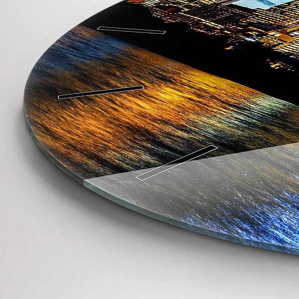 Wanduhr glas rund Sydney am Abend