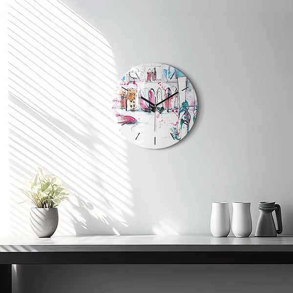 Wanduhr glas rund Element der Weiblichkeit
