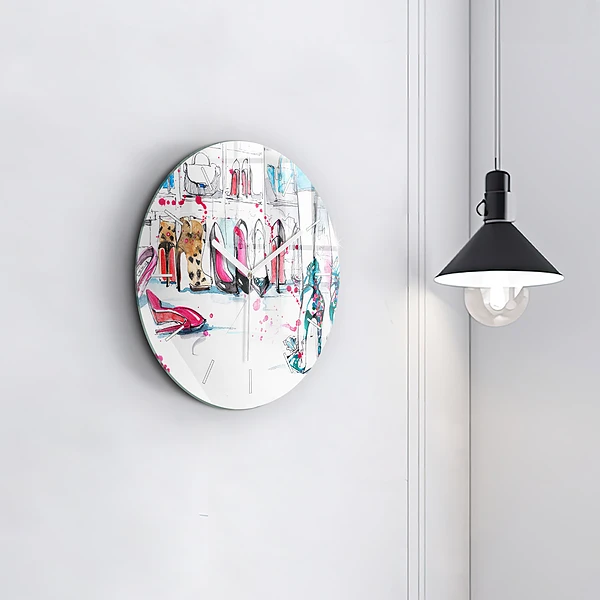 Wanduhr glas rund Element der Weiblichkeit