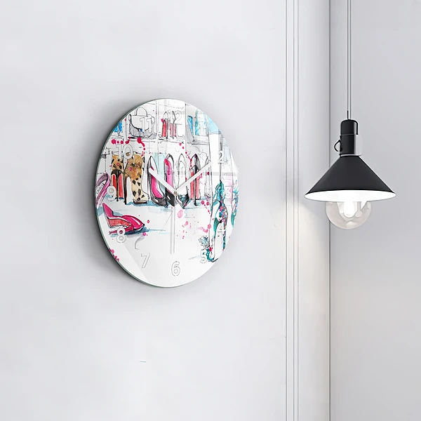 Wanduhr glas rund Element der Weiblichkeit