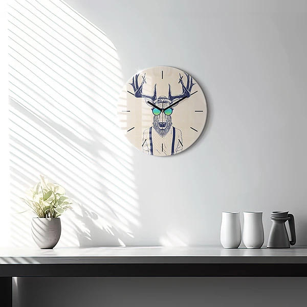 Wanduhr rund mit motiv Abstrakte Hirsche