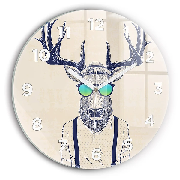 Wanduhr rund mit motiv Abstrakte Hirsche