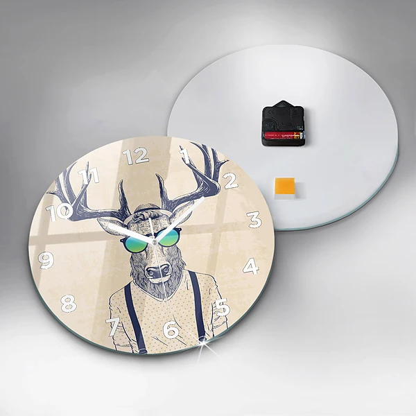 Wanduhr rund mit motiv Abstrakte Hirsche