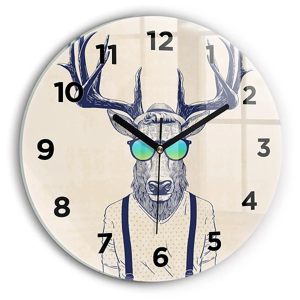 Wanduhr rund mit motiv Abstrakte Hirsche