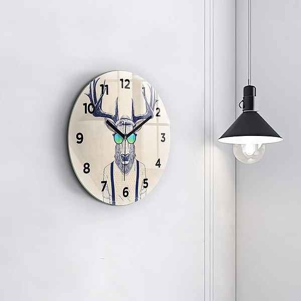 Wanduhr rund mit motiv Abstrakte Hirsche