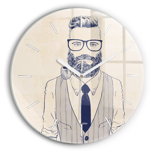 Wanduhr rund Mann mit Bart