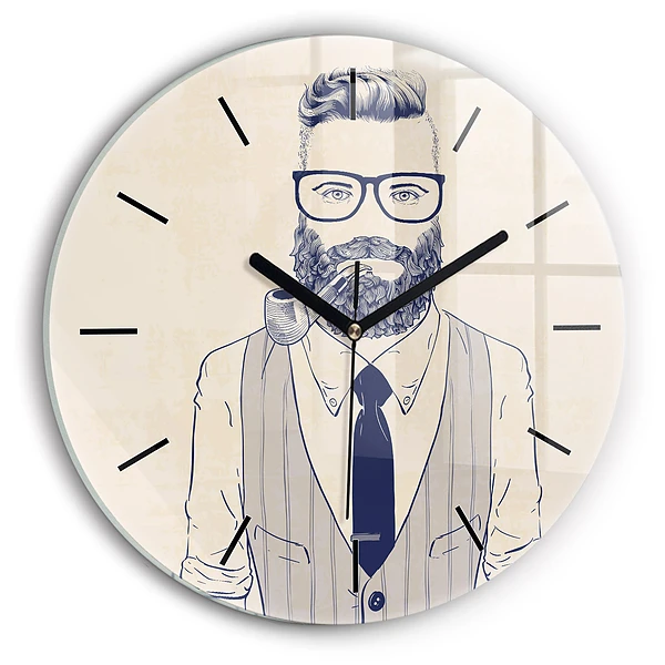 Wanduhr rund Mann mit Bart