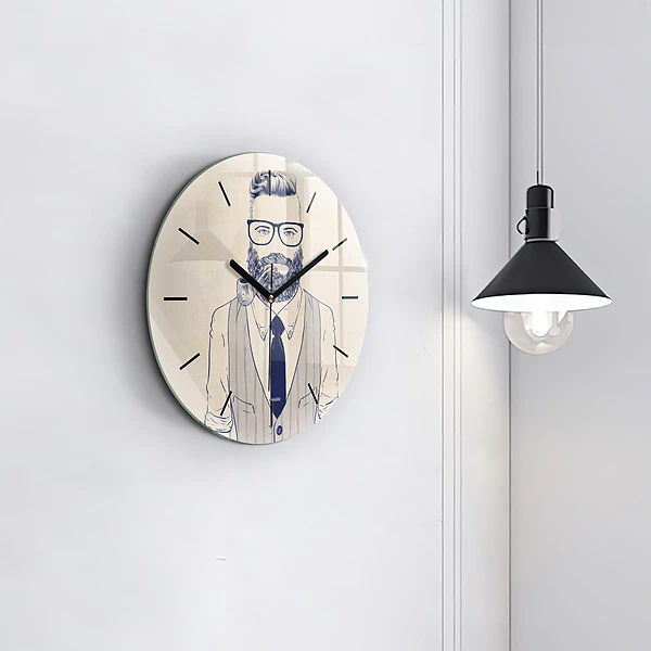 Wanduhr rund Mann mit Bart